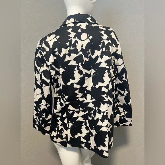 Coldwater Creek Women’s Black & White LS One Button Abstract Blazer Size 14 - Picture 5 of 16